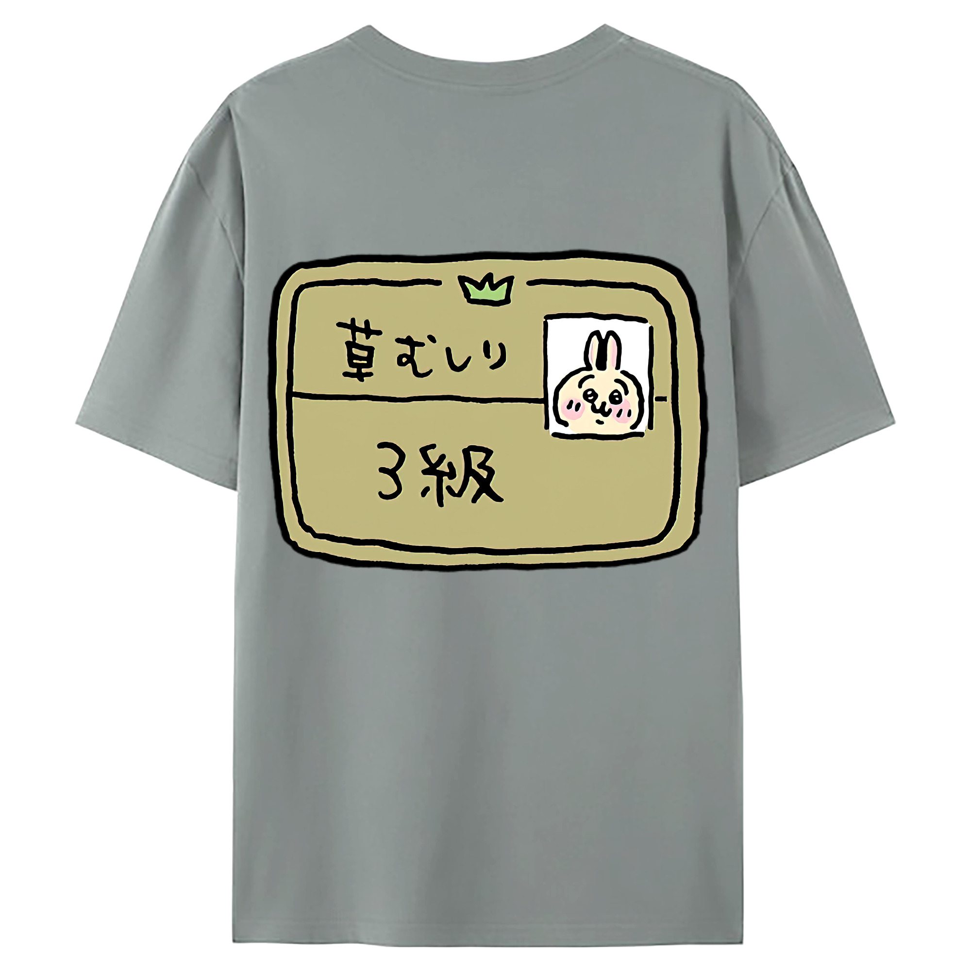 （画像用） ちいかわ うさぎ Chii-kawa usagi 綿100％ メンズ半袖Tシャツ（バックプリント） 通気性